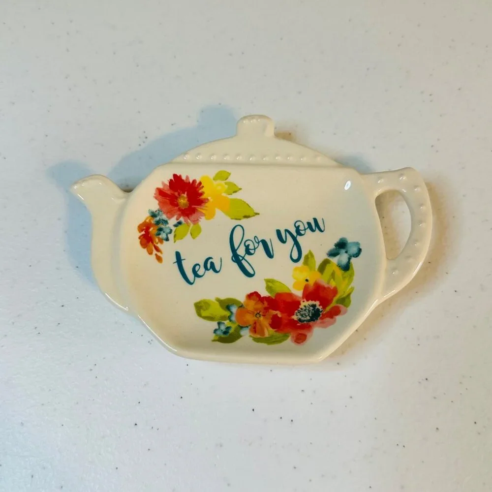 The Pioneer Woman Tea For You Tea Bag Holder With Floral Design